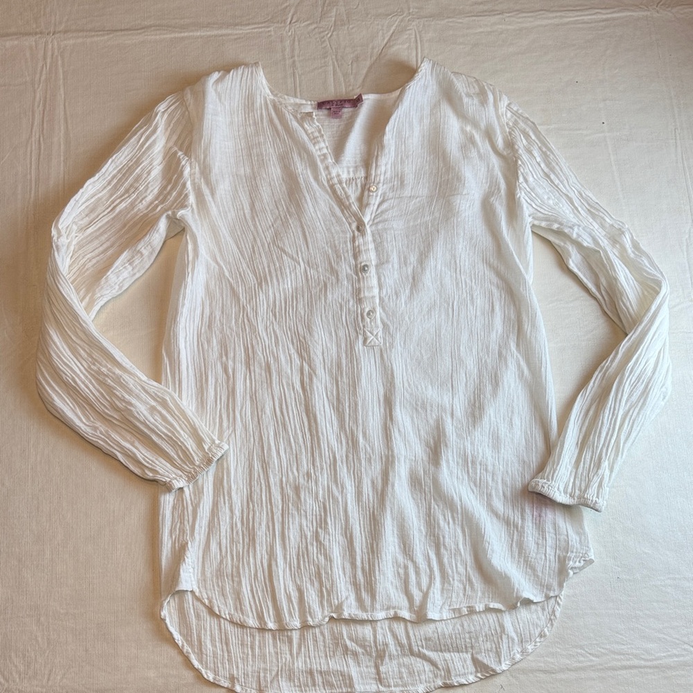 Calypso St. Barth Women's White Textured Blouse Tunic Size XS